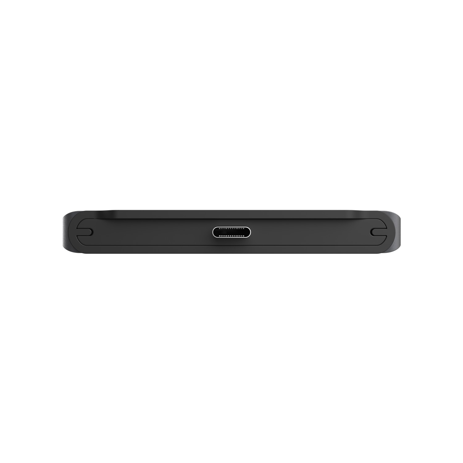 Appareil noir avec un port USB-C sur le côté.