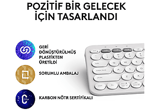 LOGITECH Pebble Keys 2 K380s Multi-Device Bluetooth Klavye Beyaz (Türkçe Tuş Dizimi)_1