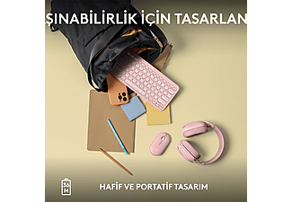 LOGITECH Pebble Keys 2 K380s Multi-Device Bluetooth Klavye Pudra Pembe (Türkçe Tuş Dizimi)_7