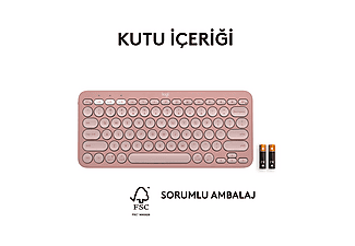 LOGITECH Pebble Keys 2 K380s Multi-Device Bluetooth Klavye Pudra Pembe (Türkçe Tuş Dizimi)_9