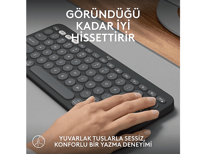 LOGITECH Pebble Keys 2 K380s Multi-Device Bluetooth Klavye Grafit (Türkçe Tuş Dizimi)_4