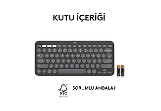 LOGITECH Pebble Keys 2 K380s Multi-Device Bluetooth Klavye Grafit (Türkçe Tuş Dizimi)_9