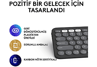 LOGITECH Pebble Keys 2 K380s Multi-Device Bluetooth Klavye Grafit (Türkçe Tuş Dizimi)_10