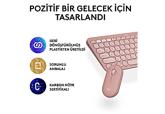 LOGITECH Pebble 2 Multi-Device Bluetooth Klavye & Mouse Seti Pudra Pembe (Türkçe Tuş Dizimi)_1