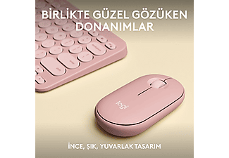 LOGITECH Pebble 2 Multi-Device Bluetooth Klavye & Mouse Seti Pudra Pembe (Türkçe Tuş Dizimi)_2