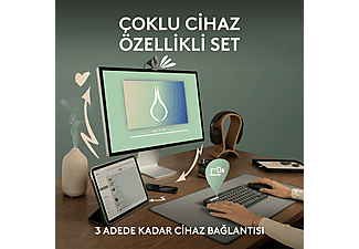 LOGITECH Pebble 2 Multi-Device Bluetooth Klavye & Mouse Seti Pudra Pembe (Türkçe Tuş Dizimi)_3