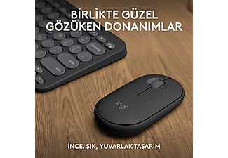 LOGITECH Pebble 2 Multi-Device Bluetooth Klavye & Mouse Seti Grafit (Türkçe Tuş Dizimi)_1