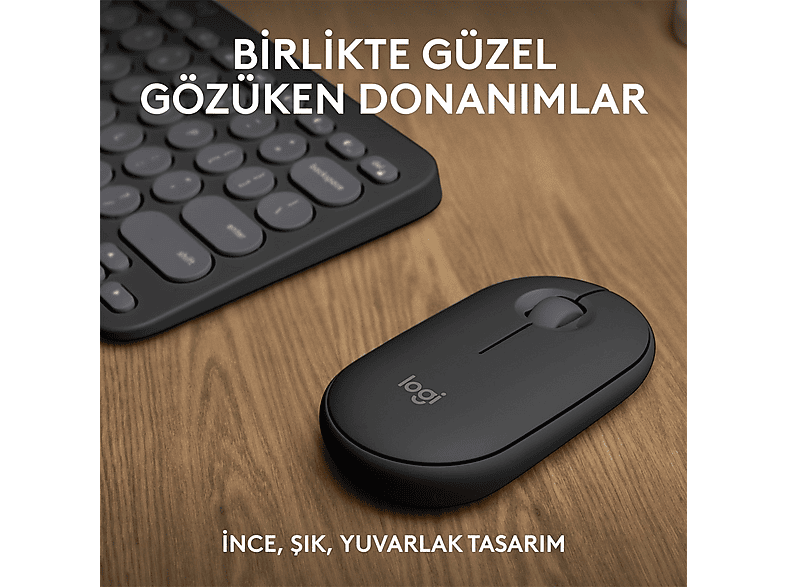 LOGITECH Pebble 2 Multi-Device Bluetooth Klavye & Mouse Seti Grafit (Türkçe Tuş Dizimi)_1