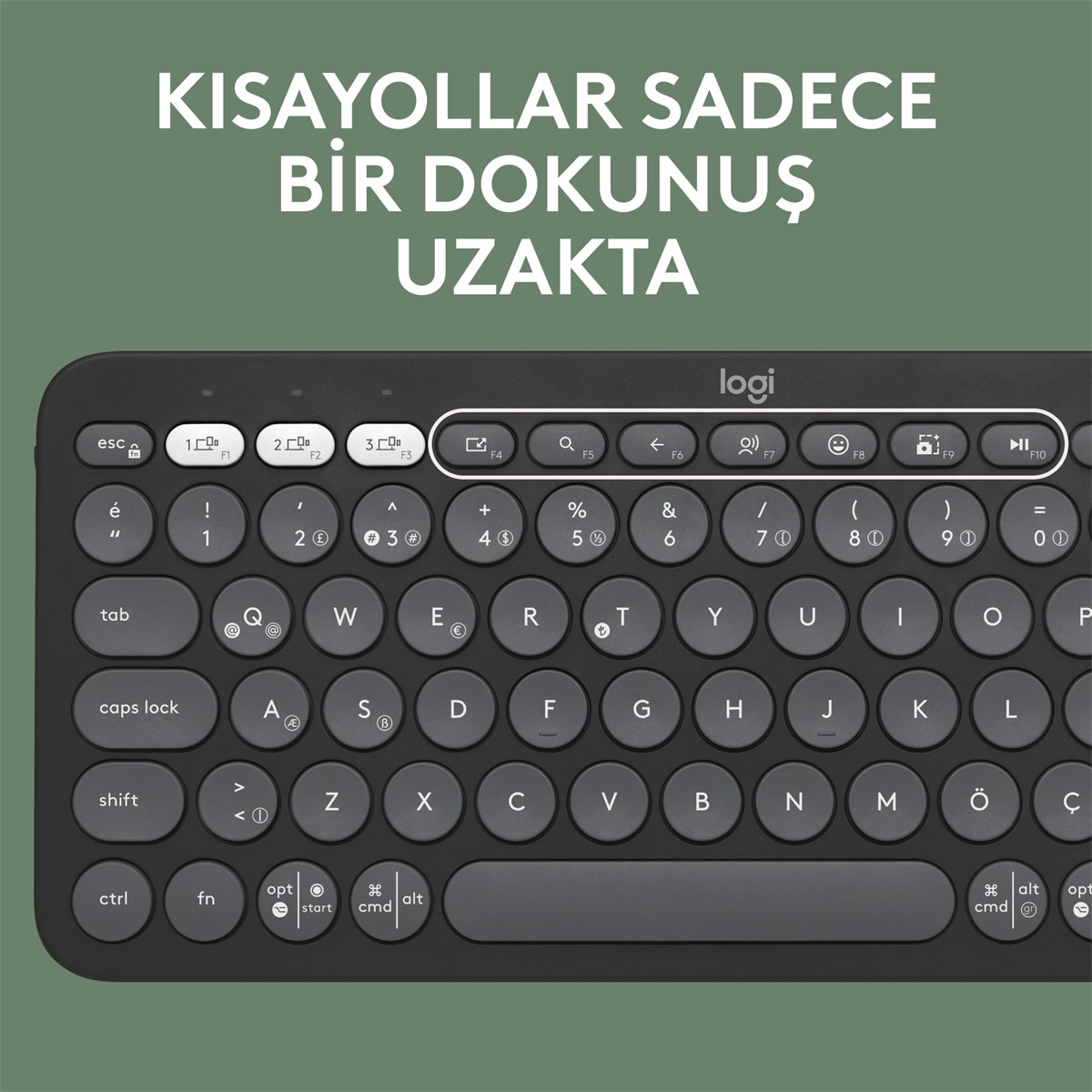 Beyaz tuşlu siyah bir klavye.