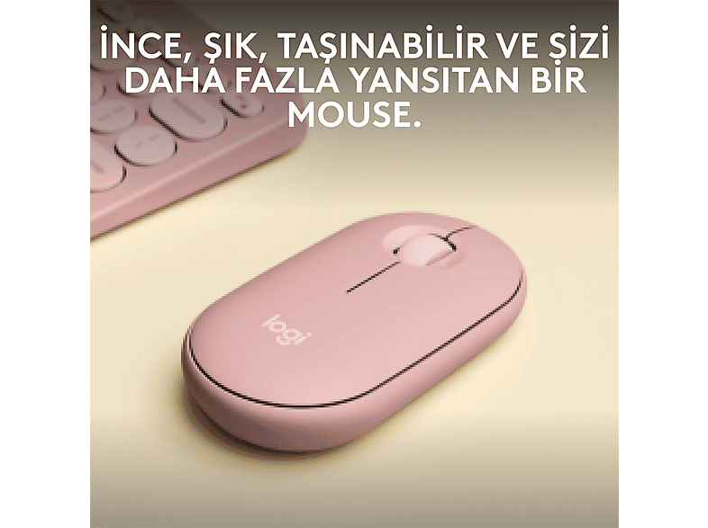 LOGITECH Pebble 2 M350s Bluetooth Mouse Pudra Pembe_2