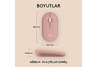 LOGITECH Pebble 2 M350s Bluetooth Mouse Pudra Pembe_8