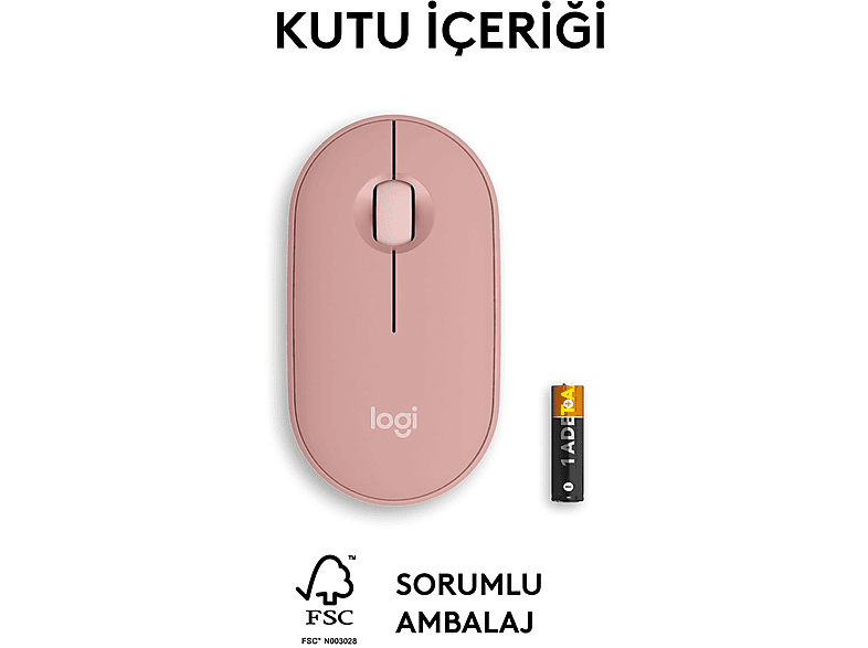 LOGITECH Pebble 2 M350s Bluetooth Mouse Pudra Pembe_9