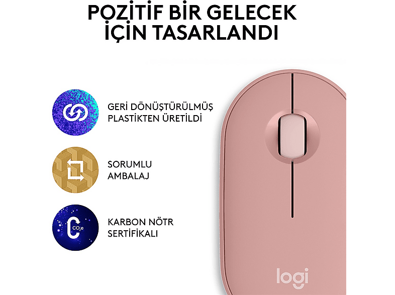 LOGITECH Pebble 2 M350s Bluetooth Mouse Pudra Pembe_10