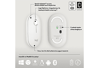 LOGITECH Pebble 2 M350s Bluetooth Mouse Beyaz_6