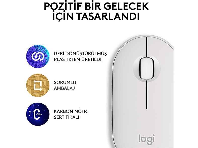 LOGITECH Pebble 2 M350s Bluetooth Mouse Beyaz_10