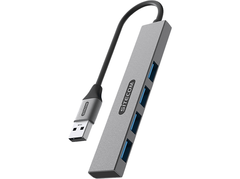 Sitecom Usb-a Hub Naar 4 X Zilver / Zwart (cn-5004)