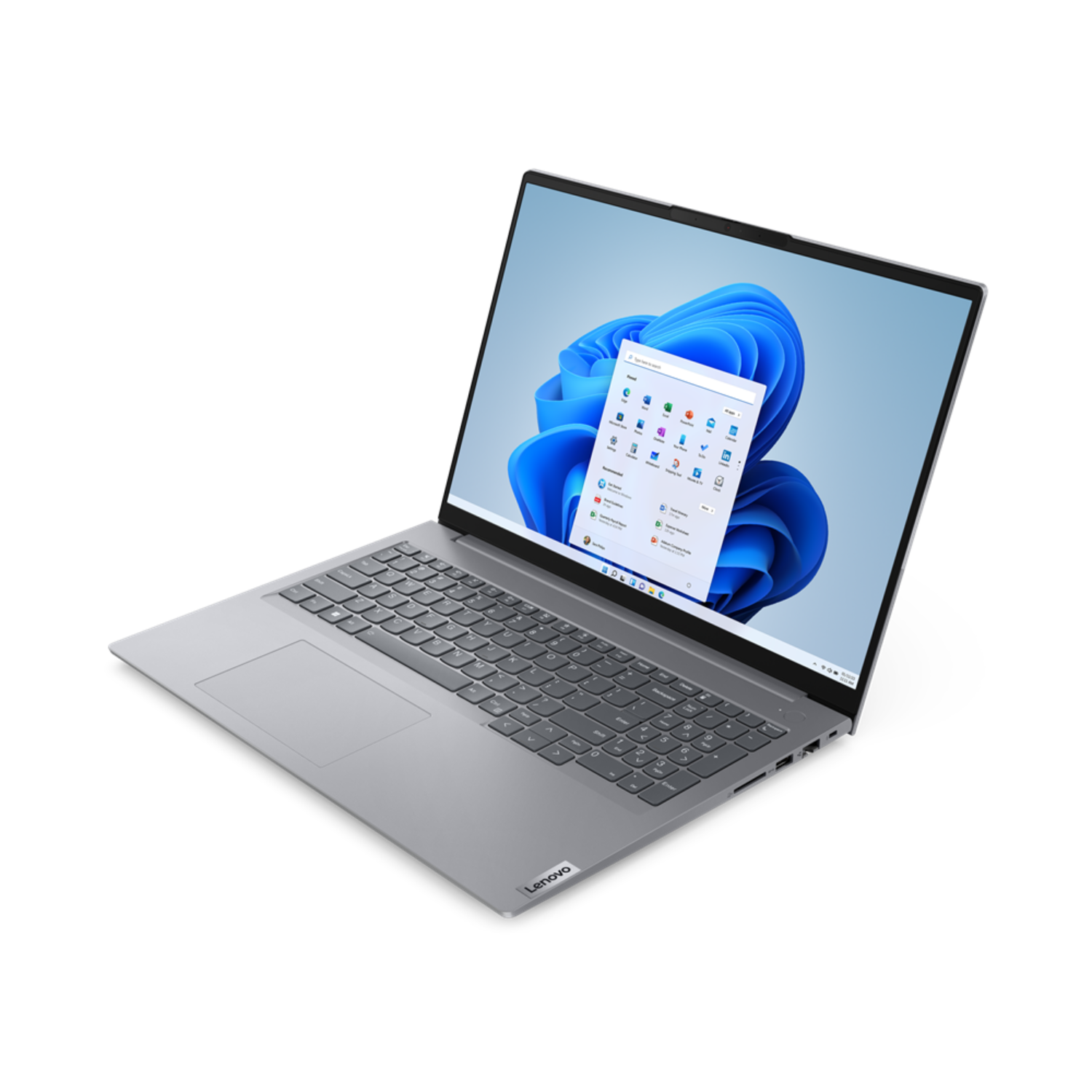 Een zilverkleurige laptop op een zwart oppervlak, met het scherm dat een Windows-interface weergeeft.