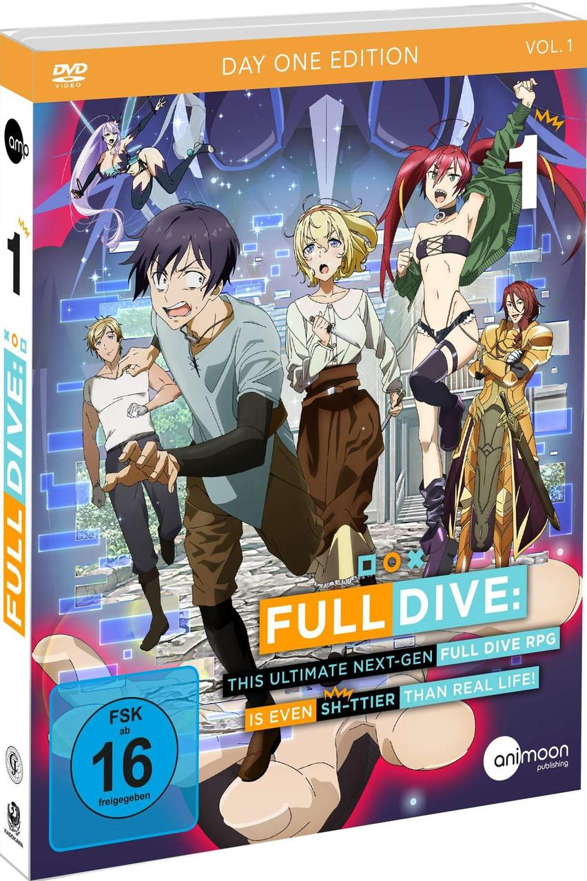 DVD-Box-Art: Anime-Figuren auf dem Cover mit dem Titel 'FULL DIVE' und dem Label 'DAY ONE EDITION'.
