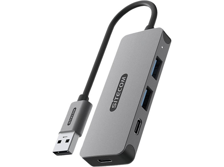 Sitecom Usb-a Hub Naar 2 X En Usb-c Zilver / Zwart (cn-5007)