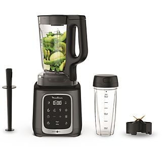 Batidora de vaso - Moulinex InfinyMix+ LM91HD, 1600 W, 2.6 L, 6 Cuchillas, 10 velocidades, Tecnología Powelix, 5 Programas, Vaso Tritan, Titanio