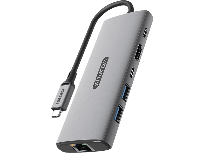 Sitecom Multiport Adapter Pro 6-in-1 Usb-c Pd Zilver / Zwart (cn-5506)