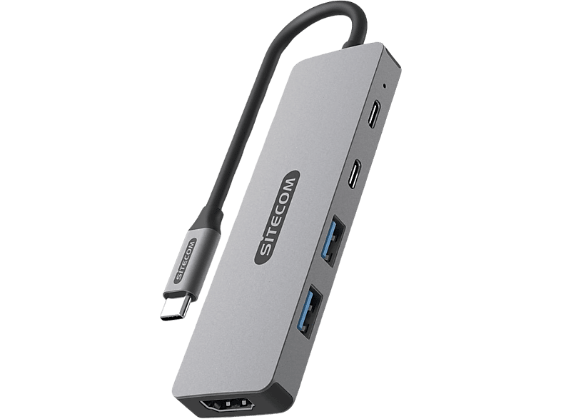 Sitecom Multiport Adapter 5-in-1 Usb-c Pd Zilver / Zwart (cn-5502)