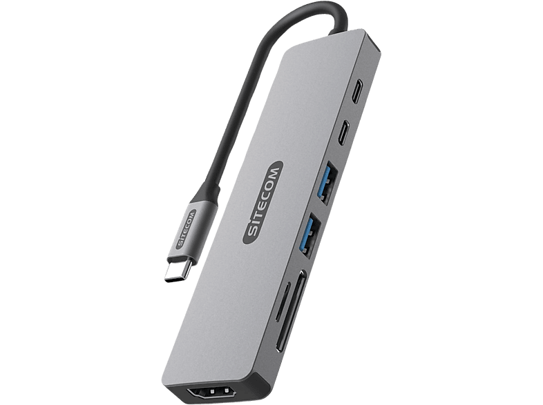 Sitecom Multiport Adapter 7-in-1 Usb-c Pd Zilver / Zwart (cn-5504)