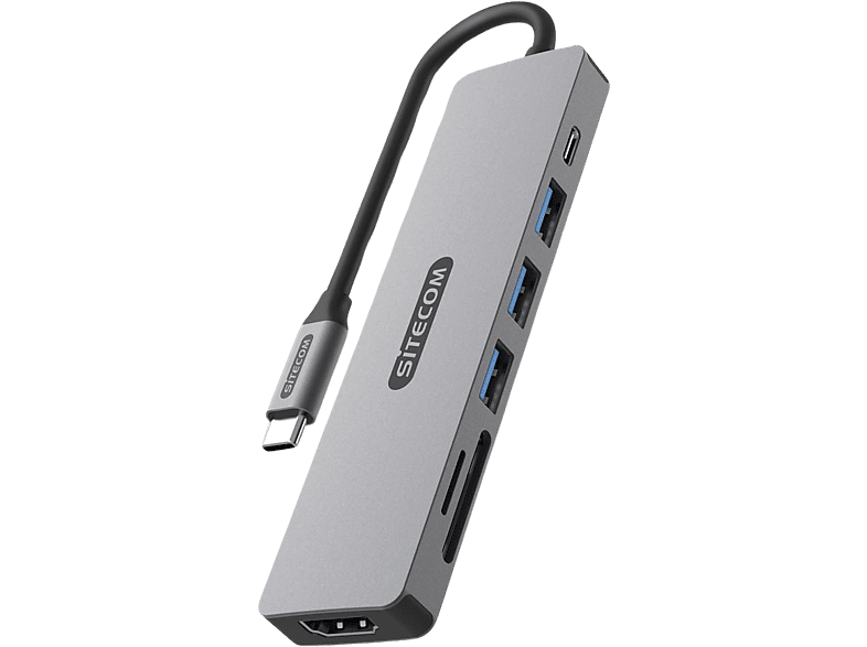 Sitecom Multiport Adapter 7-in-1 Usb-c Pd Zilver / Zwart (cn-5505)