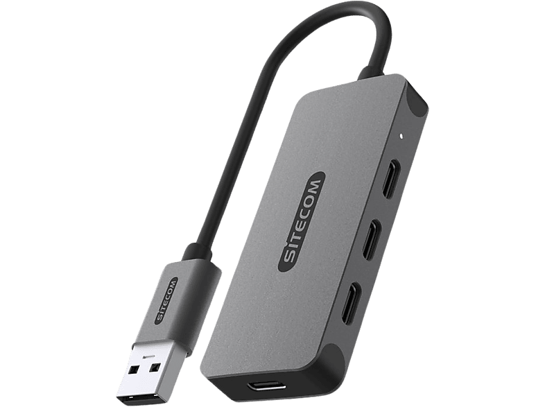 Sitecom Usb-a Hub Naar 4 X Usb-c Zilver / Zwart (cn-5008)