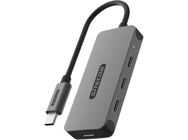 Sitecom Usb-c Hub Pro Naar 4 X Zilver / Zwart (cn-5014)