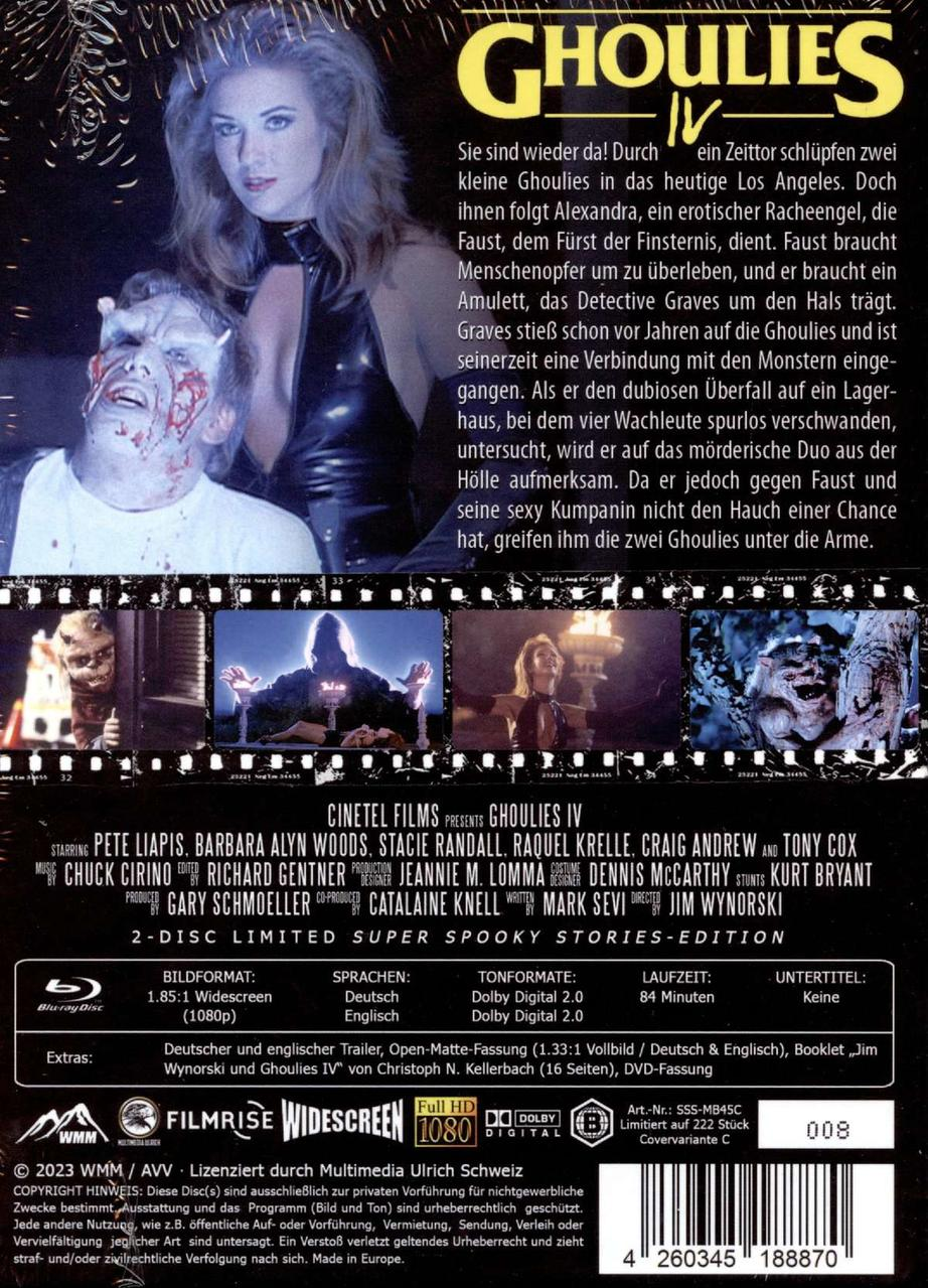 Rückseite einer DVD-Hülle. Sie zeigt ein Filmplakat mit Text auf Englisch und Deutsch.