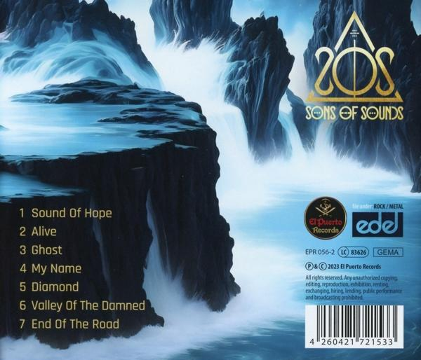 Albumcover von 'Sons of Sounds' von El Puerto Records. Zeigt Wasser- und Felsformationen.