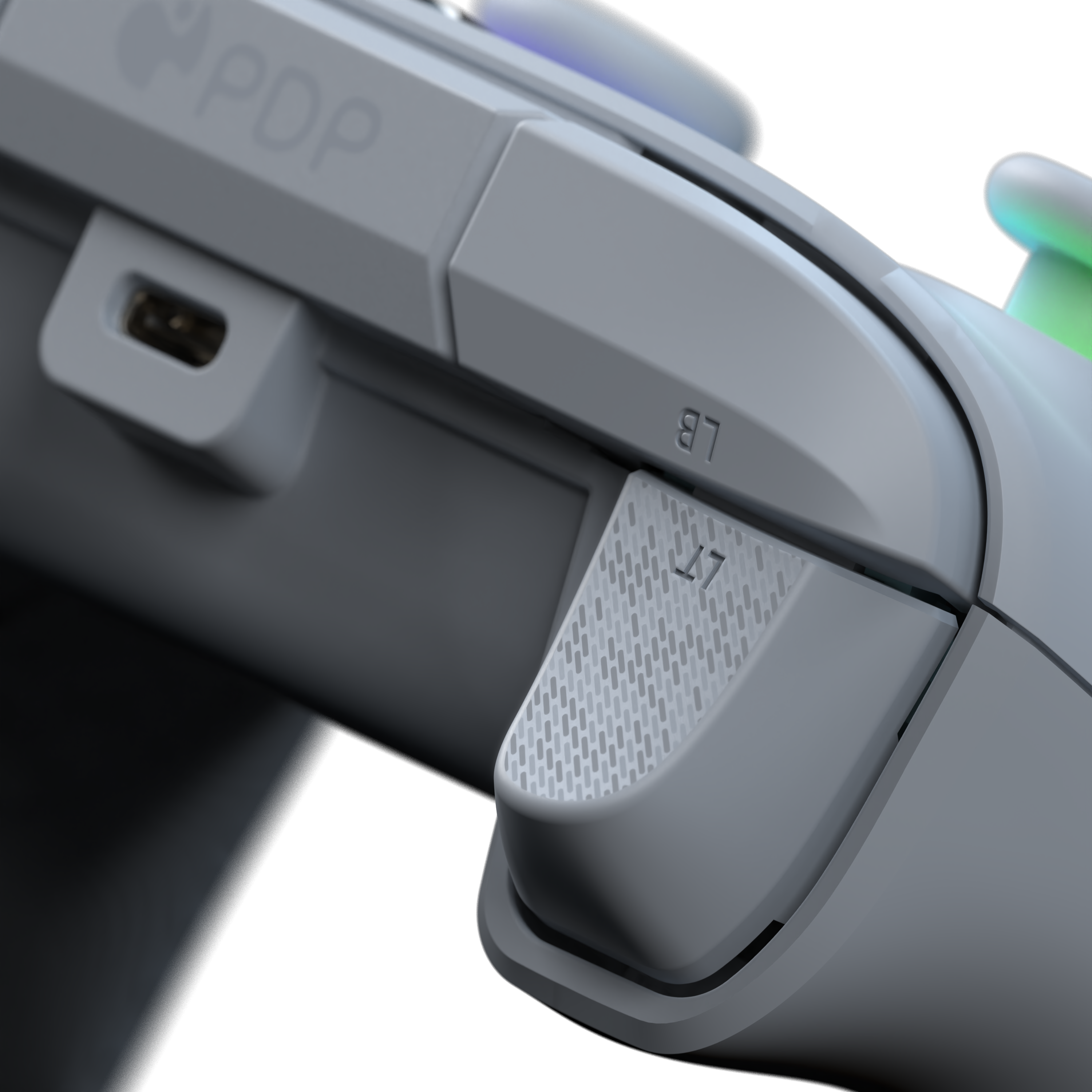 Ein grauer Gamecontroller, teilweise sichtbar. Die L7-Taste ist hervorgehoben.