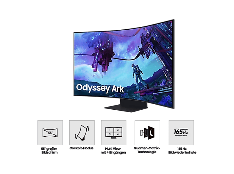 SAMSUNG Odyssey Ark S55CG970NU 55 Zoll Gaming Monitor, UHD 4K, 1 ms Reaktionszeit, 600 cd/m², 165 Hz, Schwarz — Foto 2 von 4