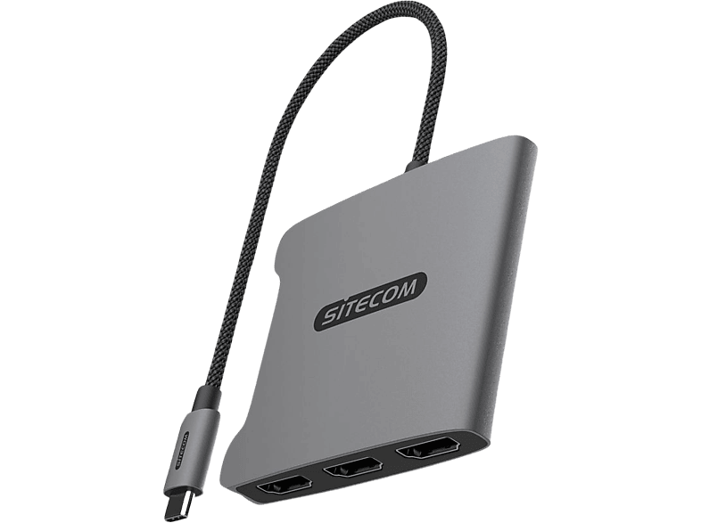 Sitecom Video Adapter Pro Usb-c Naar Triple Hdmi Zilver / Zwart (ad-1018)