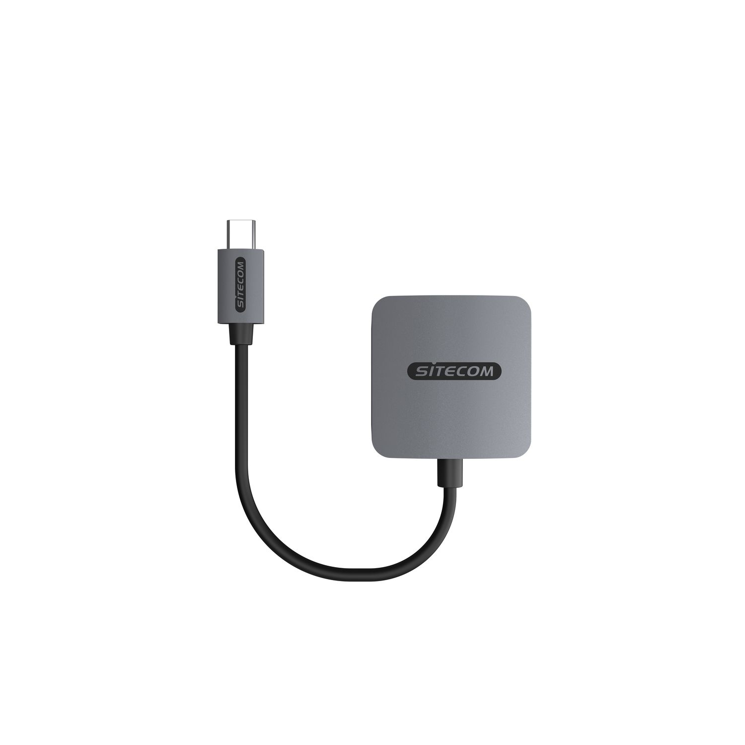 A gray SITECOM adapter with a USB-C connector.