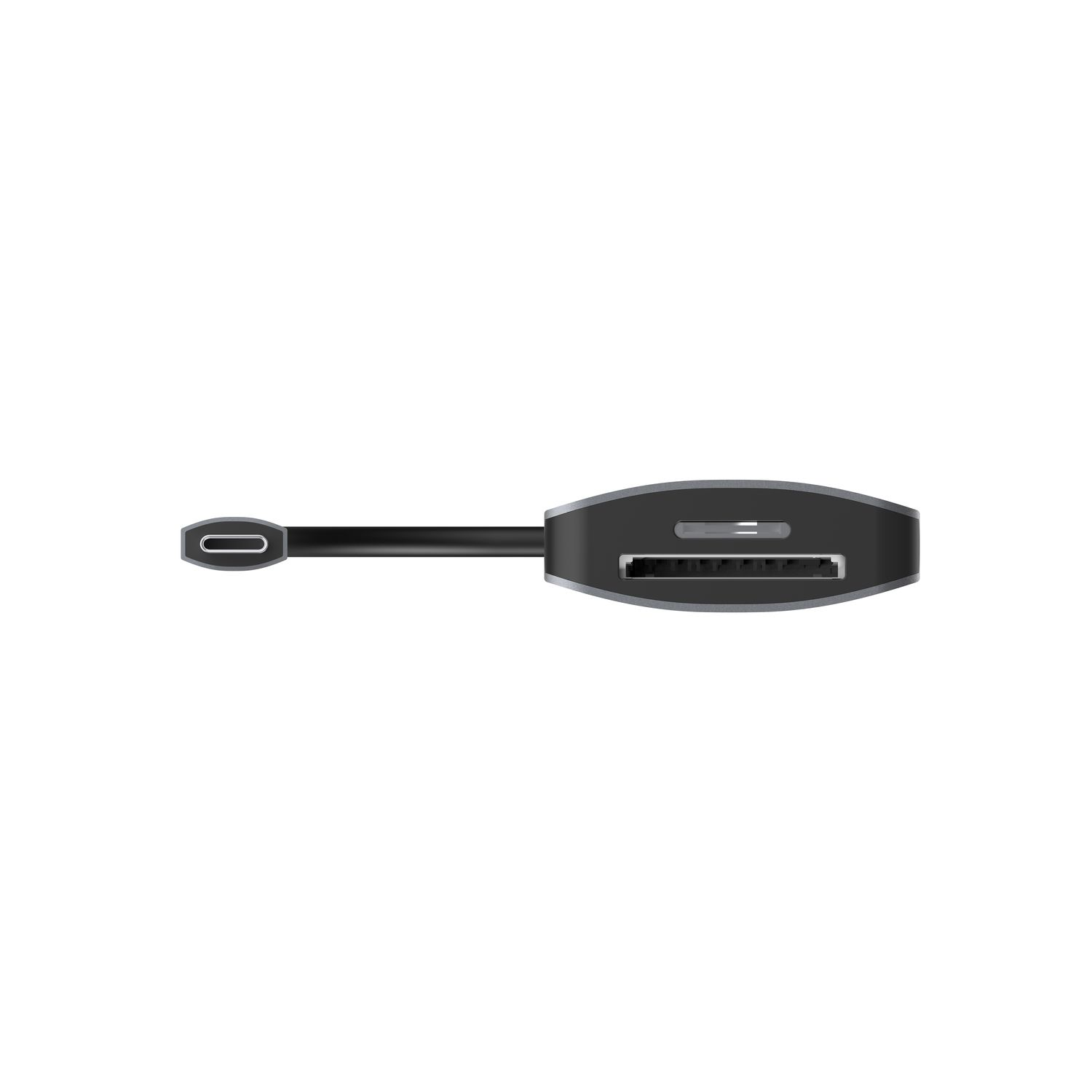A black card reader with a USB-C port.