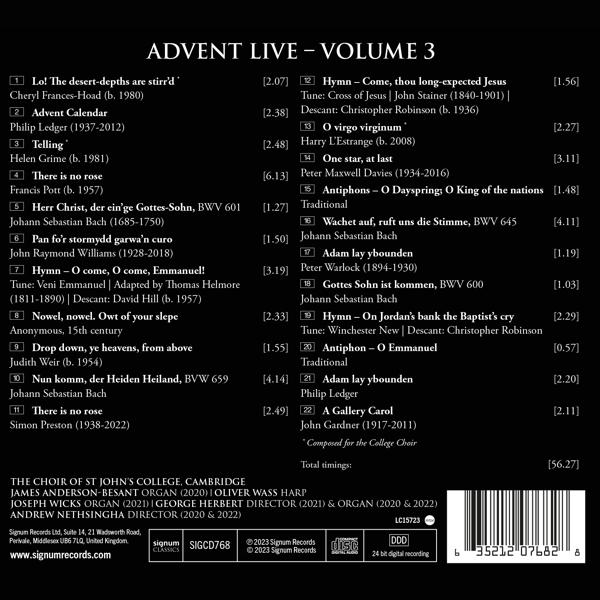 Cambridge Choir Of St John's College - Advent Live Vol. 3  - (CD)