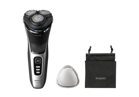 Afeitadora  Philips S3000 S3241/12, Afeitadora eléctrica, Seco y mojado,  60 min , Funda de viaje, Cortapatillas, Gris espacial
