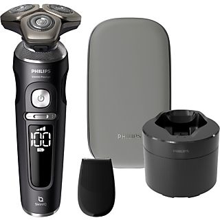 Afeitadora - Philips S9000 Prestige SP9840/32, Afeitadora eléctrica, Seco y mojado, Sensor barba, Recortador de precisión, Base de limpieza, Negro