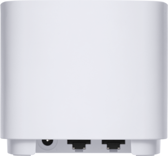 Un dispositivo bianco, probabilmente un router di rete, con due porte.