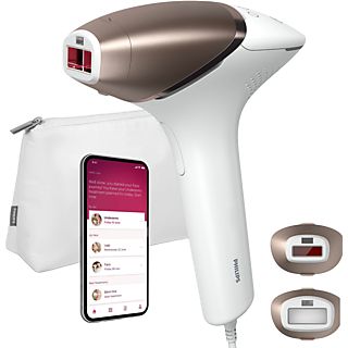 Depiladora IPL - Philips Lumea S8000 BRI945/00, Luz pulsada, 12 meses sin vello, 2 cabezales, cara y cuerpo, 450.000 pulsos, Sensor piel SmarSkin