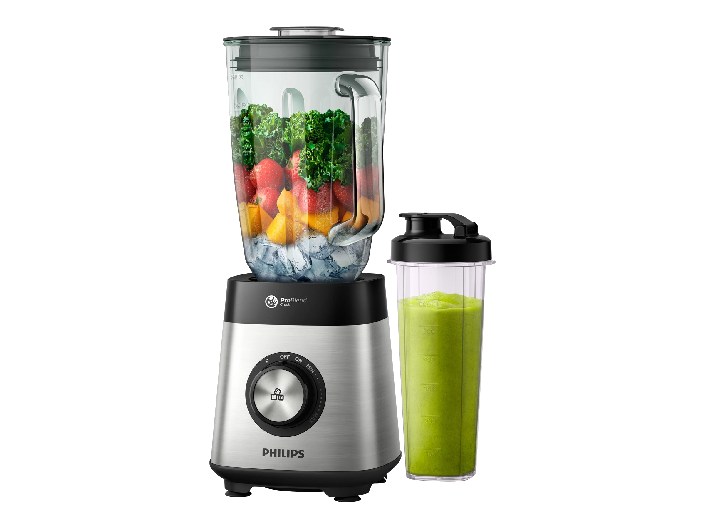 PHILIPS HR3573/90P RO BLEND TO GO, Series 5000 Standmixer (Metallic, 1000 Watt, 1.5 l)