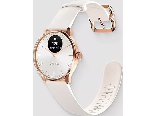 WITHINGS ScanWatch Light - Hybrid Smartwatch (-, Fluorelastomer, Sand/Roségold)