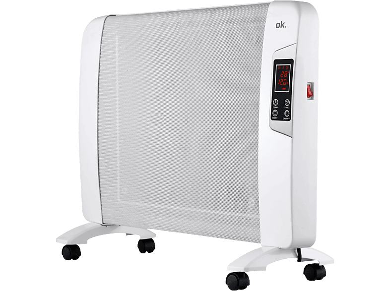 REACONDICIONADO Seminuevo Muy bueno Estufa de mica - ok. OMIH 15224 ES, 1500W, Protección sobrecalentamiento, Display LED, Blanco