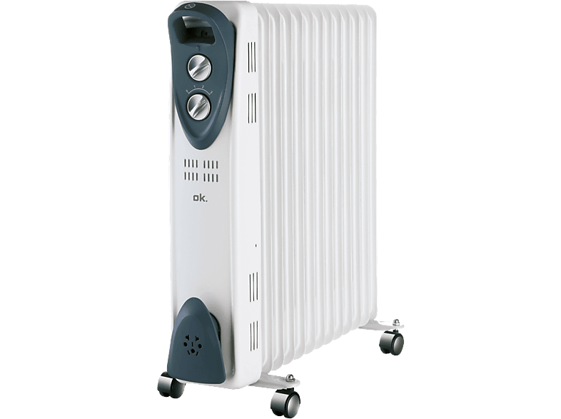 REACONDICIONADO Seminuevo Excelente Radiador - ok. ORO 1322524 ES, 2500 W, 3 niveles de calor, 13 elementos, Termostato regulable, Display LED, Blanco