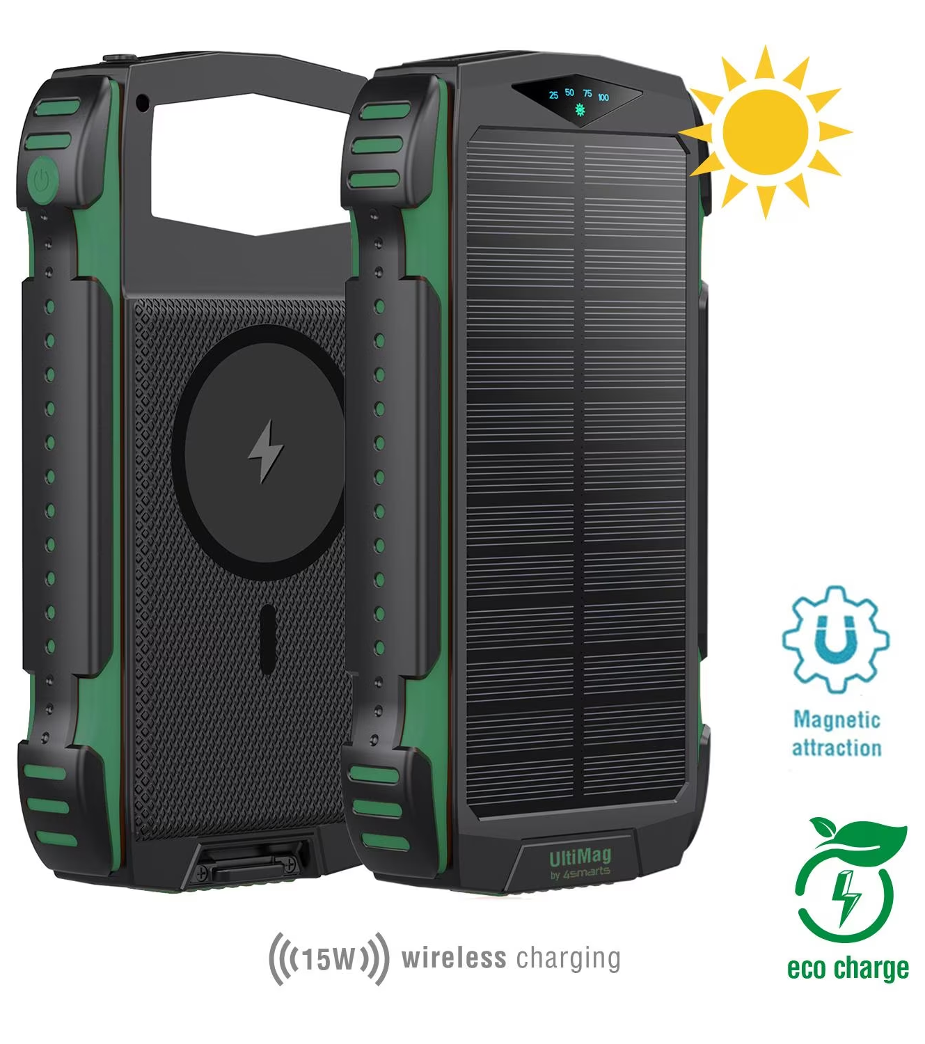 4SMARTS Rugged TitanPack UltiMag - Solar-Powerbank (Schwarz)