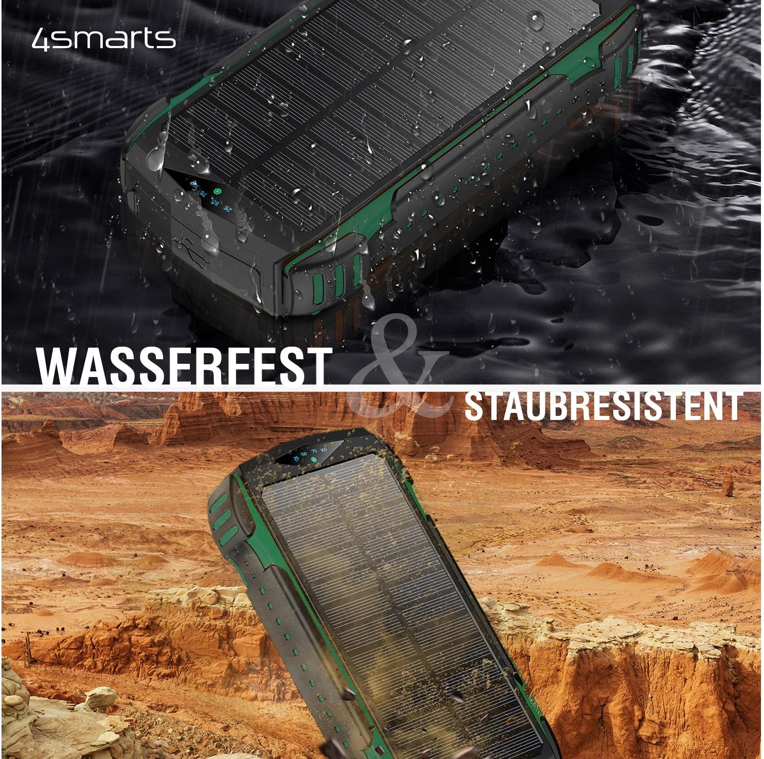 4SMARTS Rugged TitanPack UltiMag - Solar-Powerbank (Schwarz)