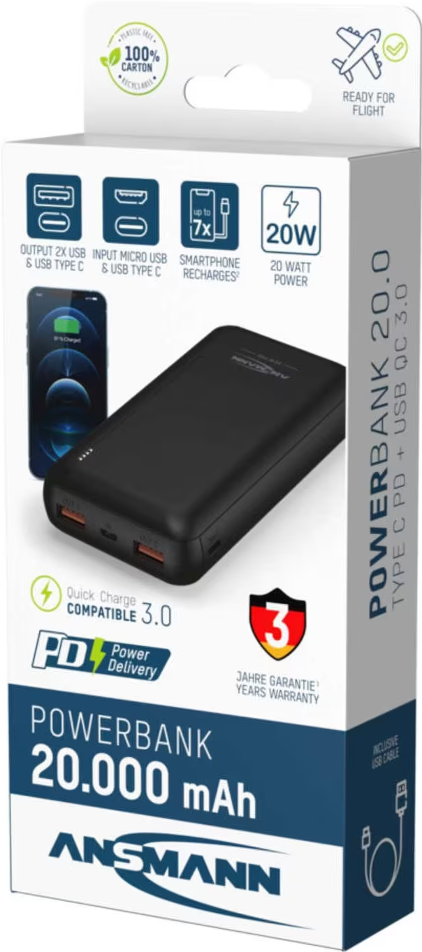 ANSMANN PB320PD - Powerbank (Schwarz)