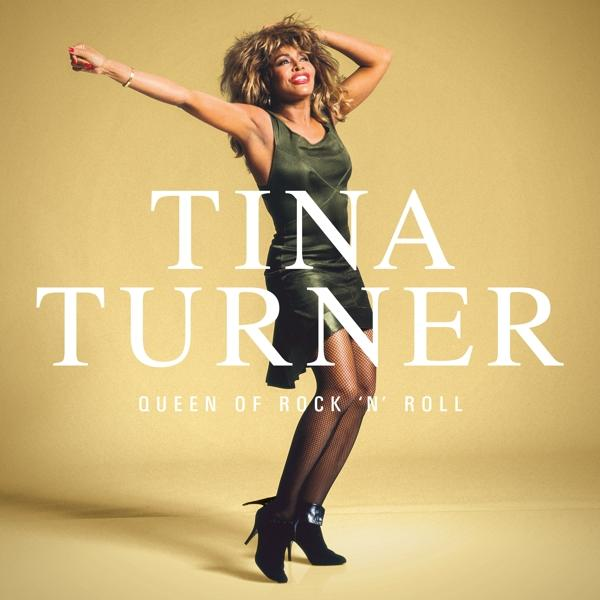 Tina Turner album borítója, Tina zöld ruhában. A vastag 'TINA TURNER' szöveg látható.